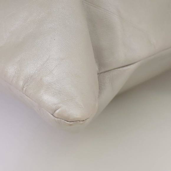 CHANEL Matelasse Hand Bag Leather Silver Light Gray Pearl CC Auth bs20615 - Picture 13 of 16